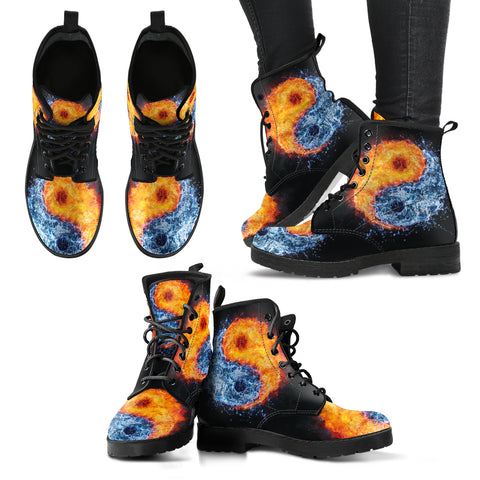 Fire Water YinYang Handcrafted Boots